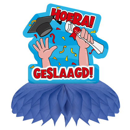 Tafeldecoratie Hoera geslaagd 19cm x 16.5cm