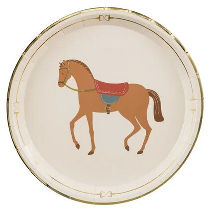 Bordjes paard met goudkleurige rand 6 stuks