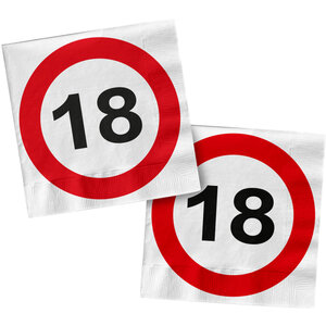 Servetten 18 jaar verkeersbord
