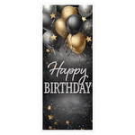 Deurposter Happy Birthday goud zwart