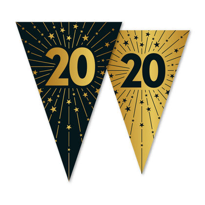 Vlaggenlijn 20 jaar zwart goud 10 meter