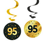 Hangdecoraties 95 jaar zwart goud 95cm 4 stuks
