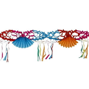 Globos Slinger met franje gekleurd 4 meter