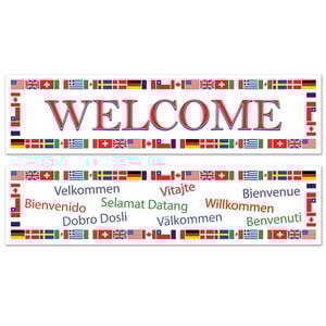 Banners Welcome internationaal 38cm x 152cm