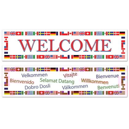 Banners Welcome internationaal 38cm x 152cm