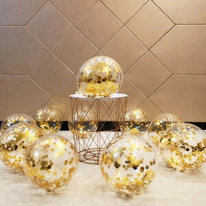 Confetti ballonnen met goudkleurige confetti 4 stuks Confetti ballonnen met goudkleurige confetti 4 stuks