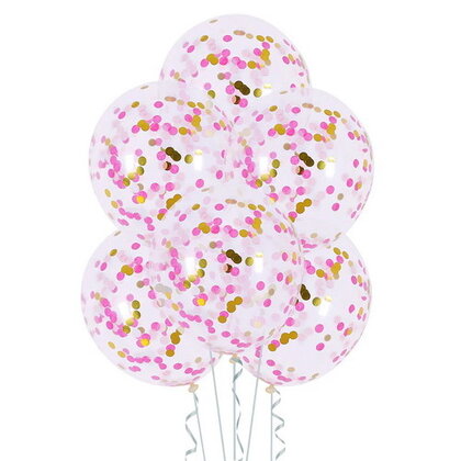 Confetti ballonnen met goud roze confetti 4 stuks