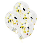 Confetti ballonnen met goud zwarte confetti 4 stuks