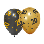 Ballonnen 20 jaar zwart goud 6 stuks
