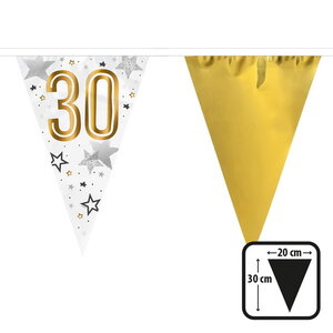 Vlaggenlijn 30 jaar goud-wit 6 meter Vlaggenlijn 30 jaar goud-wit 6 meter