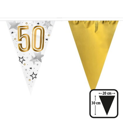 Vlaggenlijn 50 jaar goud-wit 6 meter