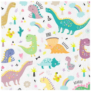 Servetten Dinosaurus Rainbow 10 stuks