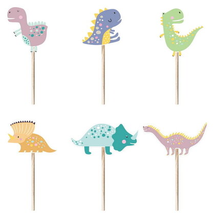 Taart Toppers Dinosaurus Rainbow 6 stuks