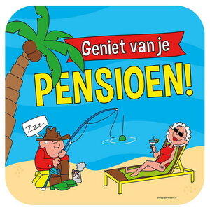 Deurbord Geniet van je pensioen cartoon