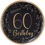 Bordjes 60 jaar zwart goud 8 stuks