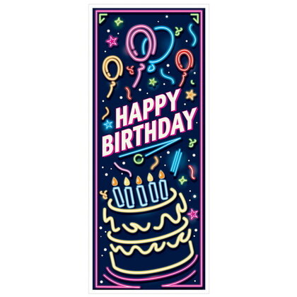 Deurposter Happy Birthday NEON