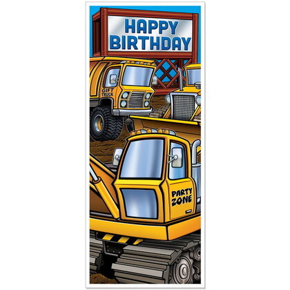 Deurposter Bouwauto's Happy Birthday