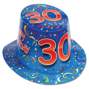 Hoed 30 jaar blauw Op is Op