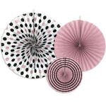 Honeycomb waaier DOTS roze 3 stuks Op is Op