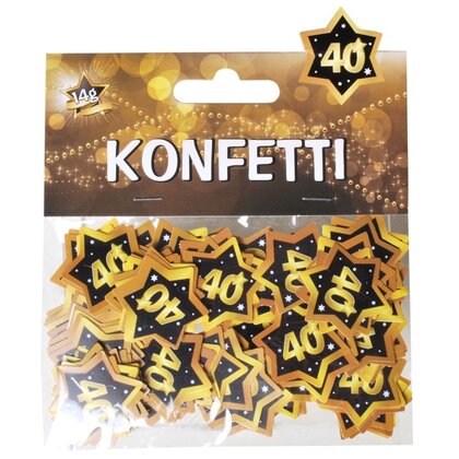 Confetti 40 jaar goud zwart star 14 gram Op is Op