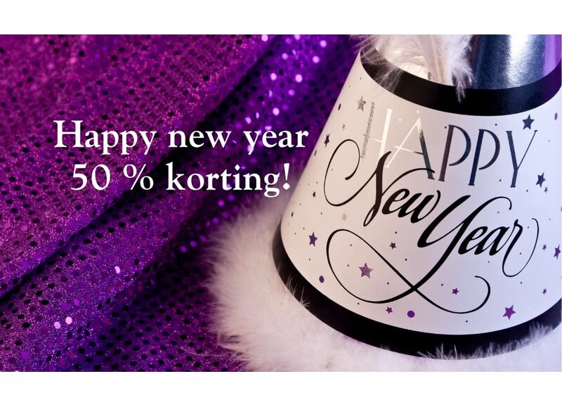 Happy New Year feestartikelen en versiering Op is Op