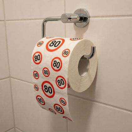 Toiletpapier 80 jaar verkeersbord