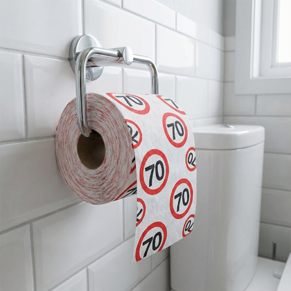 Toiletpapier 70 jaar verkeersbord