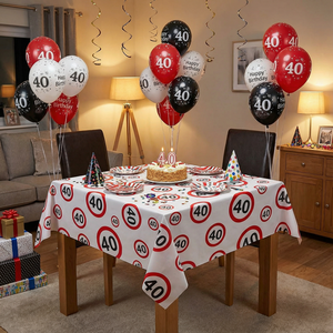 Tafelkleed 40 jaar verkeersbord