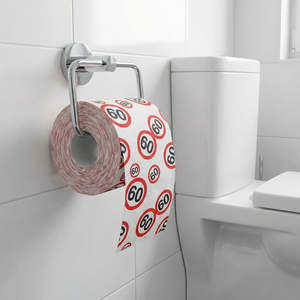 Toiletpapier 60 jaar verkeersbord Op is Op