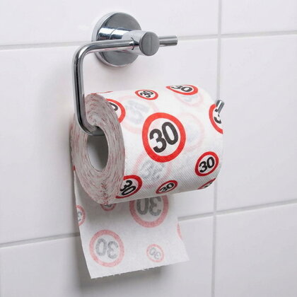 Toiletpapier 30 jaar verkeersbord