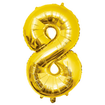 Folieballon cijfer 8 GOUD voor lucht of helium MEGA