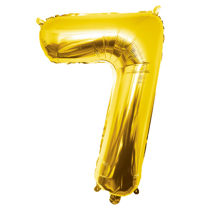 Folieballon cijfer 7 GOUD voor lucht of helium MEGA