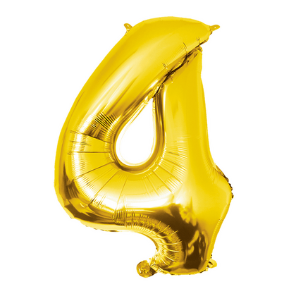 Folieballon cijfer 4 GOUD voor lucht of helium MEGA