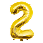 Folieballon cijfer 2 GOUD voor lucht of helium MEGA
