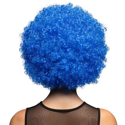 Pruik afro disco blauw luxe Op is Op
