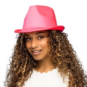 Hoedje neon roze Op is Op