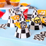 Feesthoedjes autorace met decoratie 6  stuks