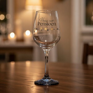 Wijnglas Hoera met Pensioen luxe