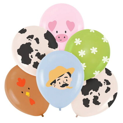 Ballonnen boerderij figuren 6 stuks