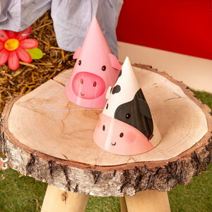 Feesthoedjes boerderij dieren 6 stuks