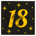 Servetten 18 jaar stijlvol zwart goud 16 stuks