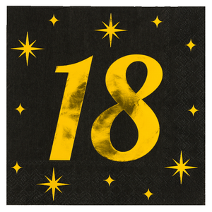 Globos Servetten 18 jaar stijlvol zwart goud 16 stuks