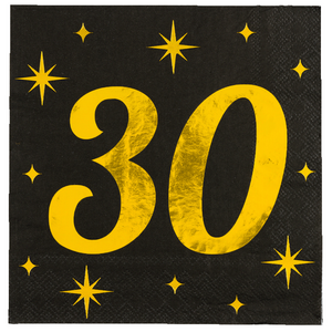 Globos Servetten 30 jaar stijlvol zwart goud 16 stuks