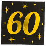 Servetten 60 jaar stijlvol zwart goud 16 stuks