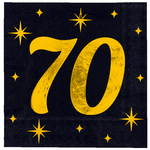 Servetten 70 jaar stijlvol zwart-goud 16 stuks