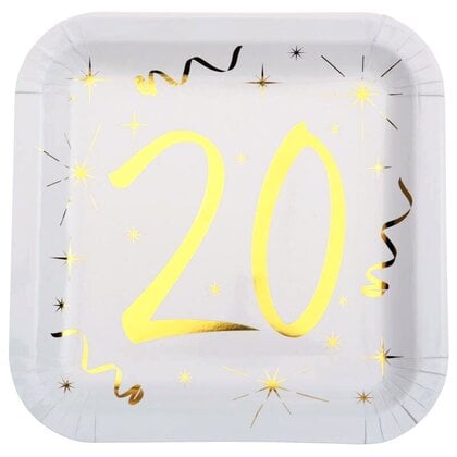 Bordjes 20 jaar stijlvol goud wit 10 stuks Op is Op