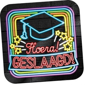 Deurbord Hoera Geslaagd NEON Op is Op