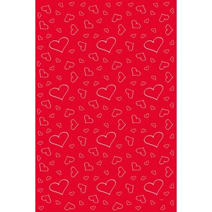 Rode loper met witte hartjes 4.5M x 60cm.