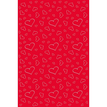 Rode loper met witte hartjes 4.5M x 60cm.
