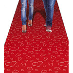 Rode loper met witte hartjes 4.5M x 60cm.